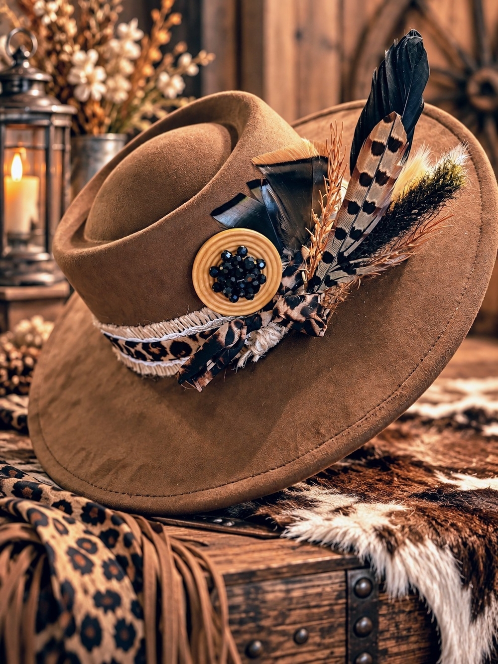 Brown Felt Fedora Hat with Feather Trim | Custom Design By Brim & Bloom
